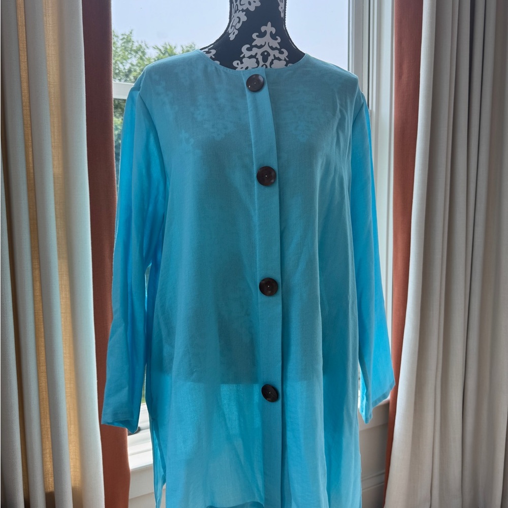 Blue Button Down Shirt 100% Linen